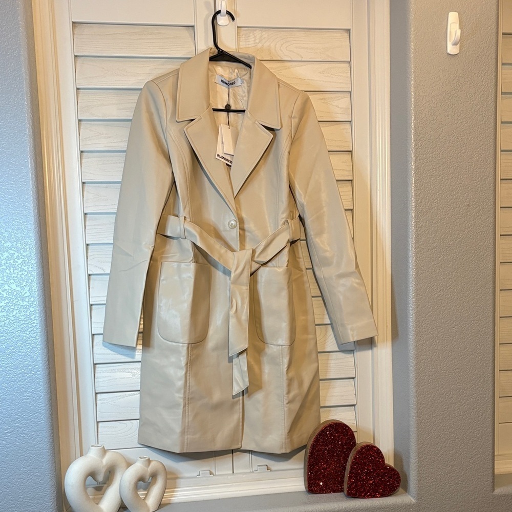 Rumored Matrix Classic Tan Trench Coat- Vegan Leather